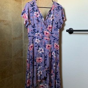 M Purple Short Sleeve Dress
